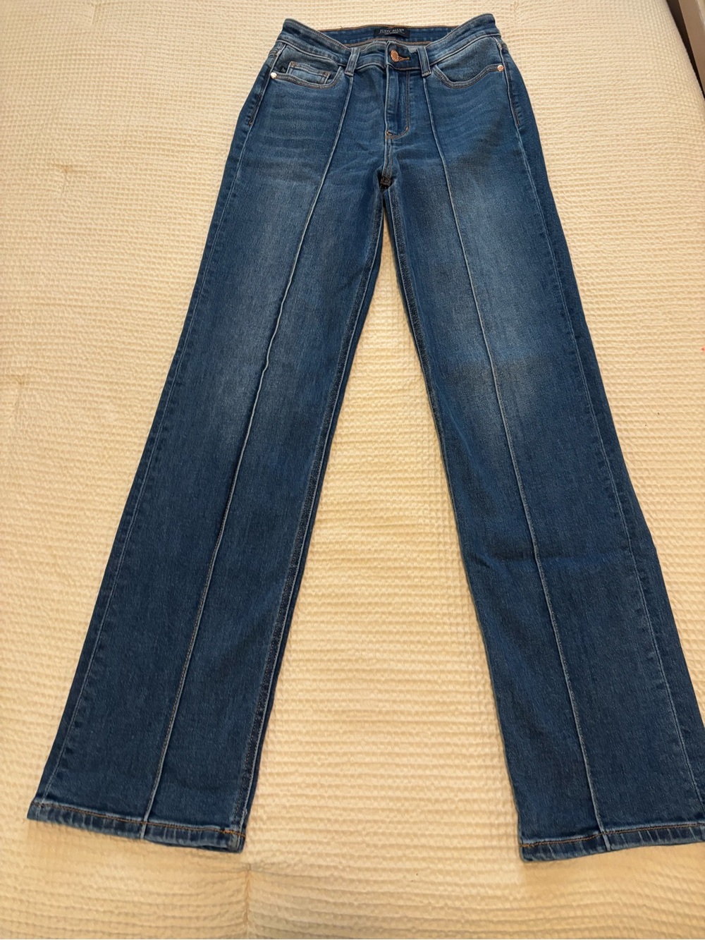 Judy Blue Indigo Straight-Leg Jeans with Front Seam